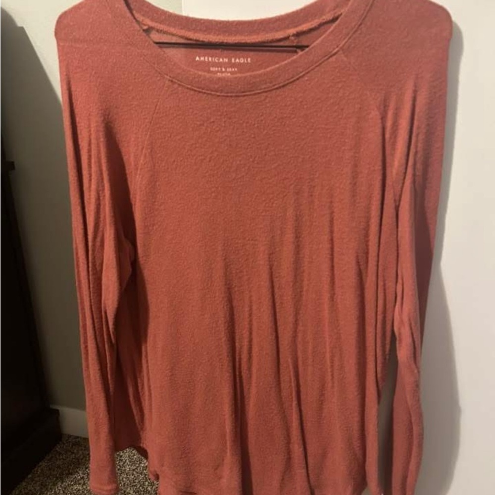 American Eagle Outfitters Women's Terracotta Long Sleeve Tee